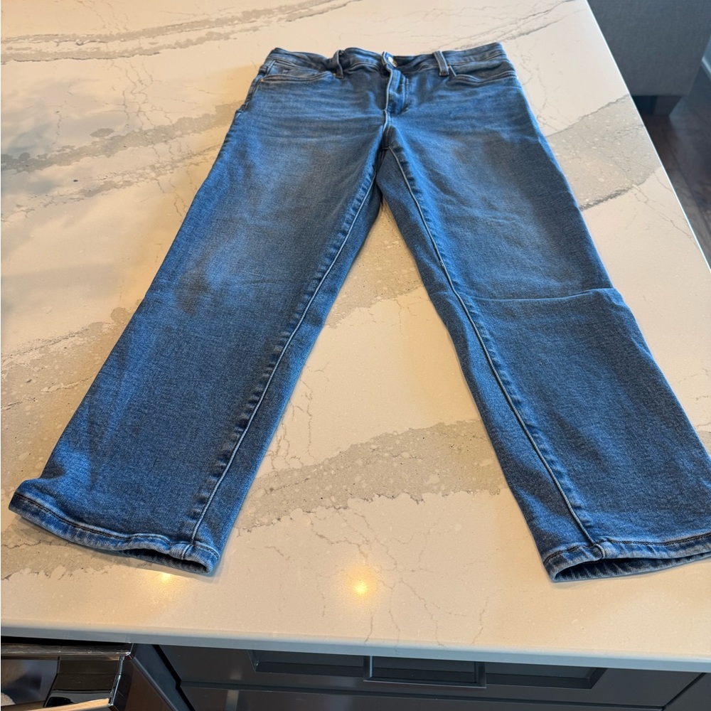 Kut from the Kloth Women's Catherine High Rise Crop Straight Leg Blue Jeans